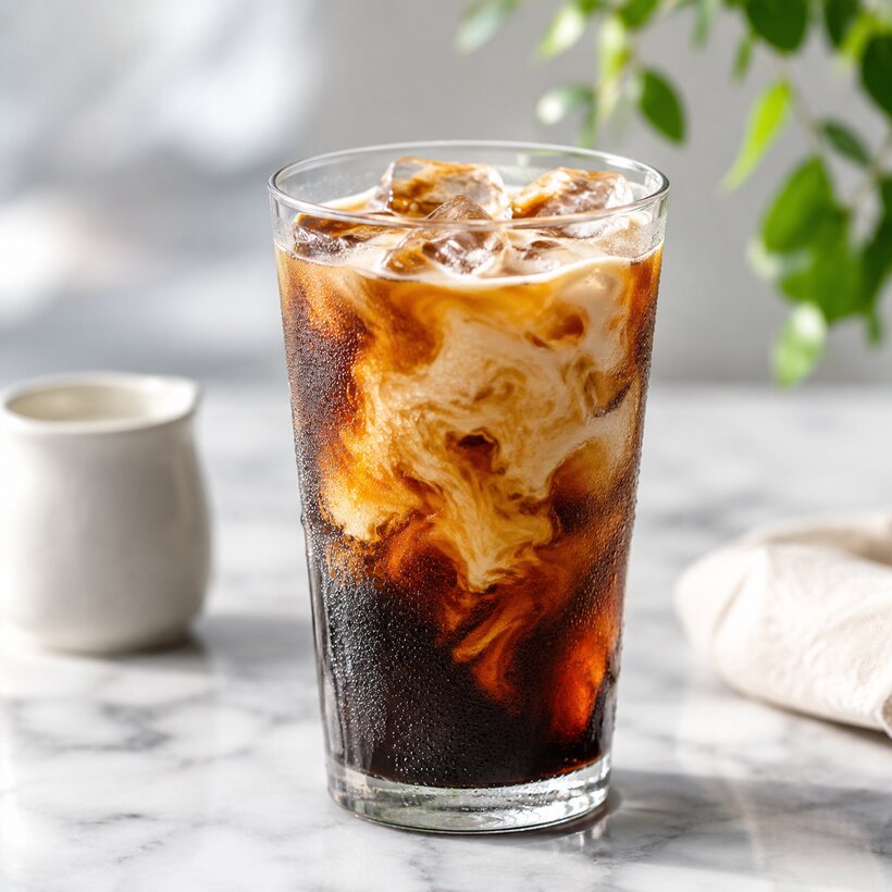 A tall glass of iced cold brew
