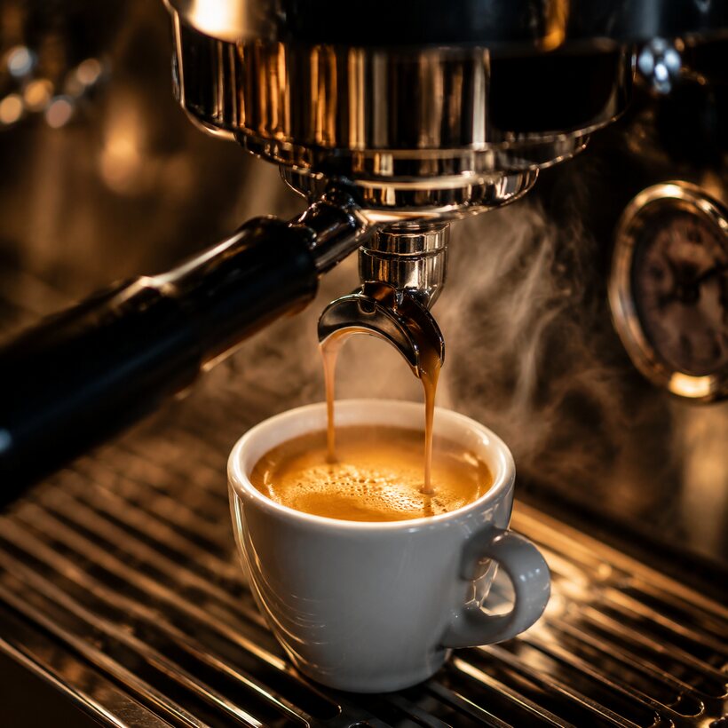 An espresso shot being pulled