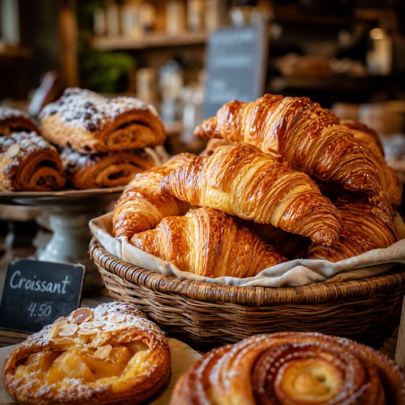 Fresh croissants and pastries